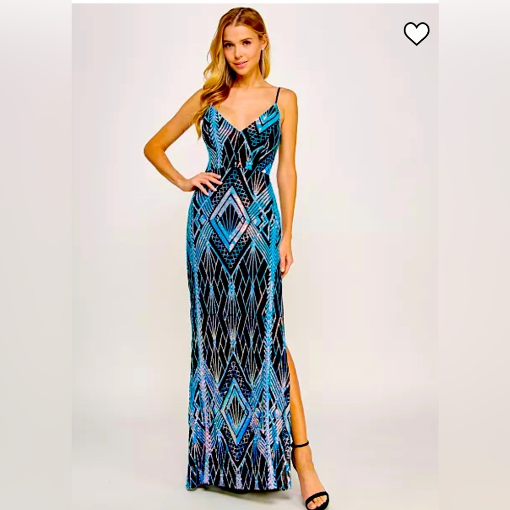 NWOT. Beautiful, Blue, Sequin Dress Sz XL